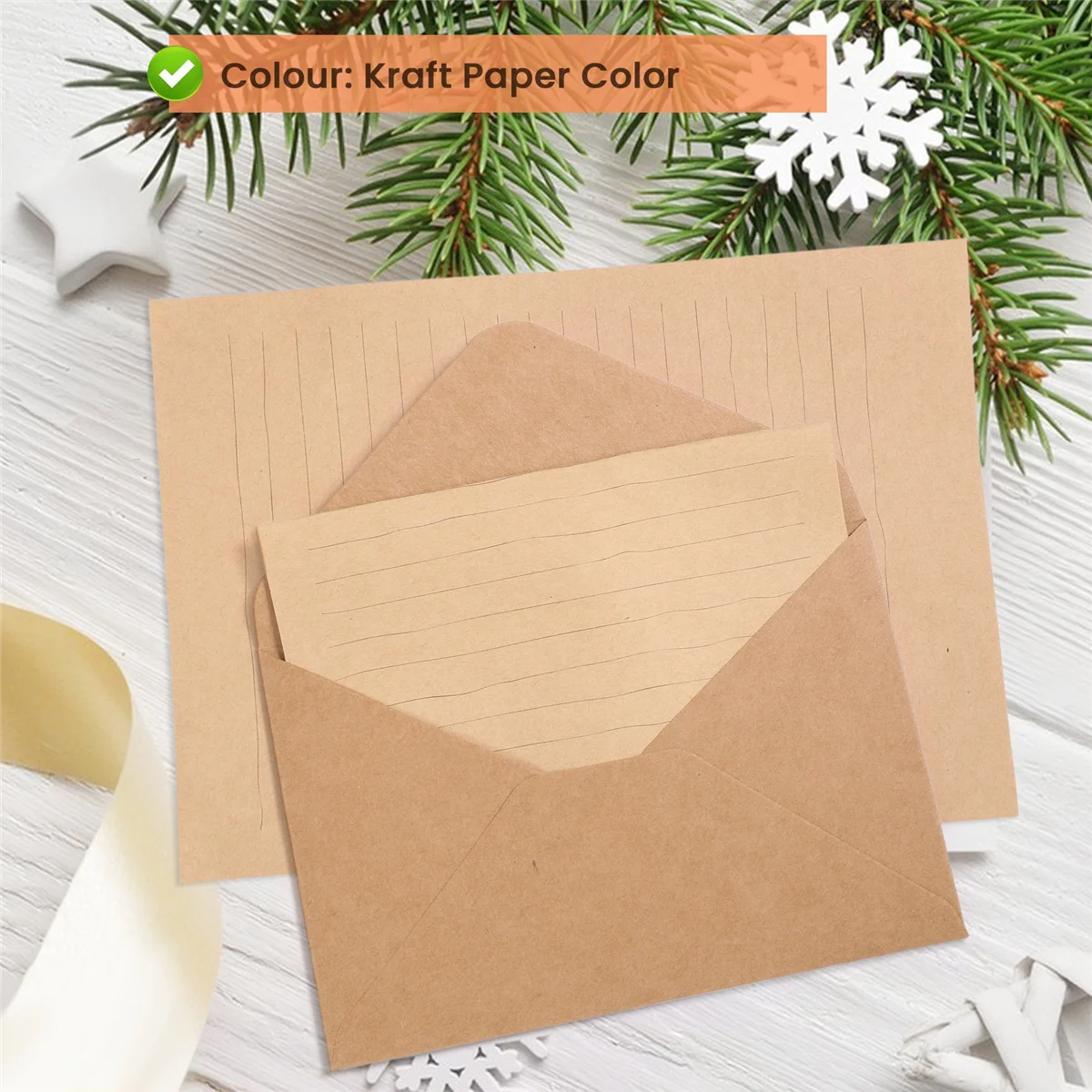 ABVS 12 Pcs Vintage Kraft Paper Writing Paper European Style Paper for Letter Writing Letter Paper Stationery, Number 16