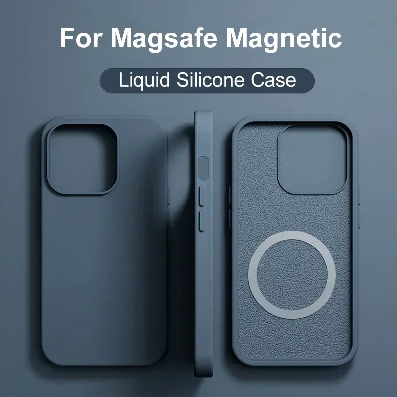 

Liquid Silicone Magnetic Cases For iPhone 15 14 11 13 12 Pro Max Plus For Magsafe Case Wireless Charge Cover Phone Accessories