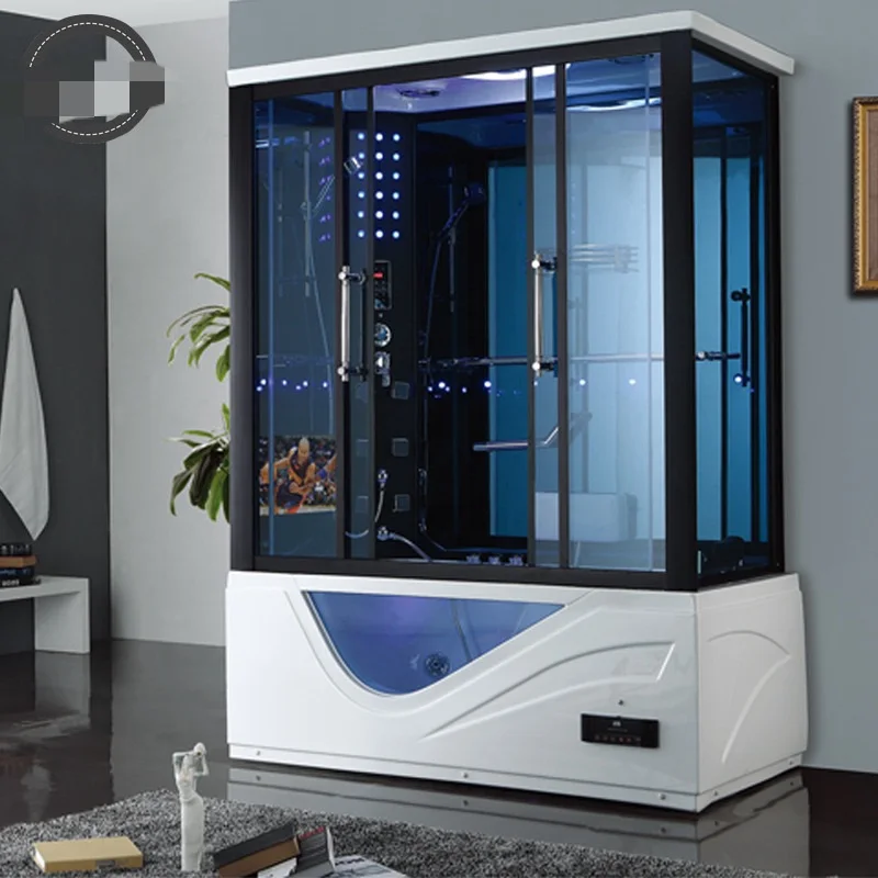 Custom Size Enclosed Indoor Rectangle Tempered Glass Frameless Steam Shower Room Modern Hydromassage Bathtub Freestanding Whirlp
