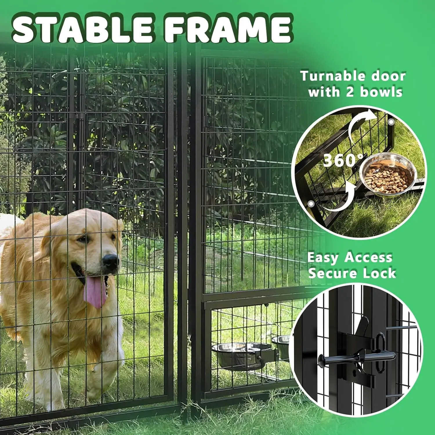 6x4x6 FT Outdoor Dog Kennel for Large Dogs, Heavy Duty Welded Wire Steel Dog Playpen Fence with Secure Lock,