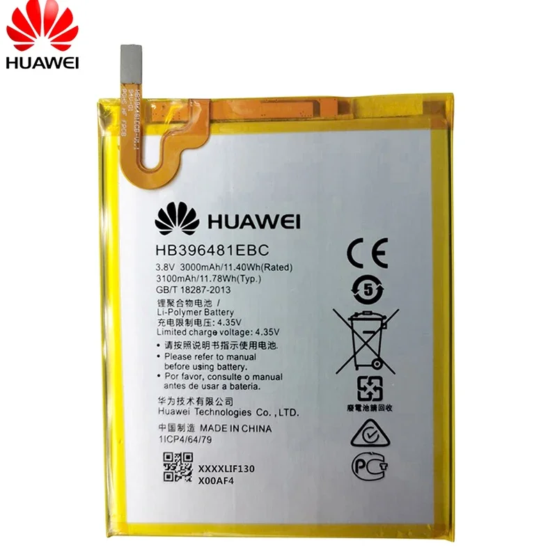 Batteria sostitutiva originale per telefono Hua Wei HB 396481 EBC Per Huawei Ascend G7 Plus / G8 / G8X / Honor 5A / 5X / Maimang 4 3000mAh