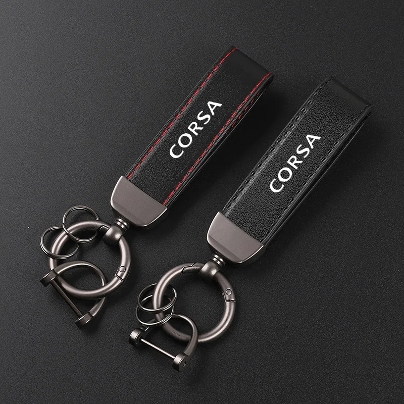 Deluxe Leather Keychain with Car Badge Keychain Pendant For opel CORSA