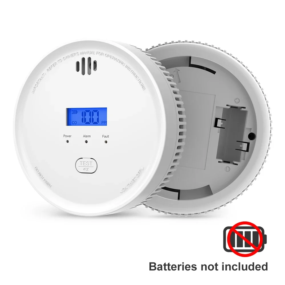 Smoke and CO Detector 2 in 1 CE Certified Battery Powered 85dB Alarm Photoelectric Carbon Monoxide Detector Home Kitchen Bedroom