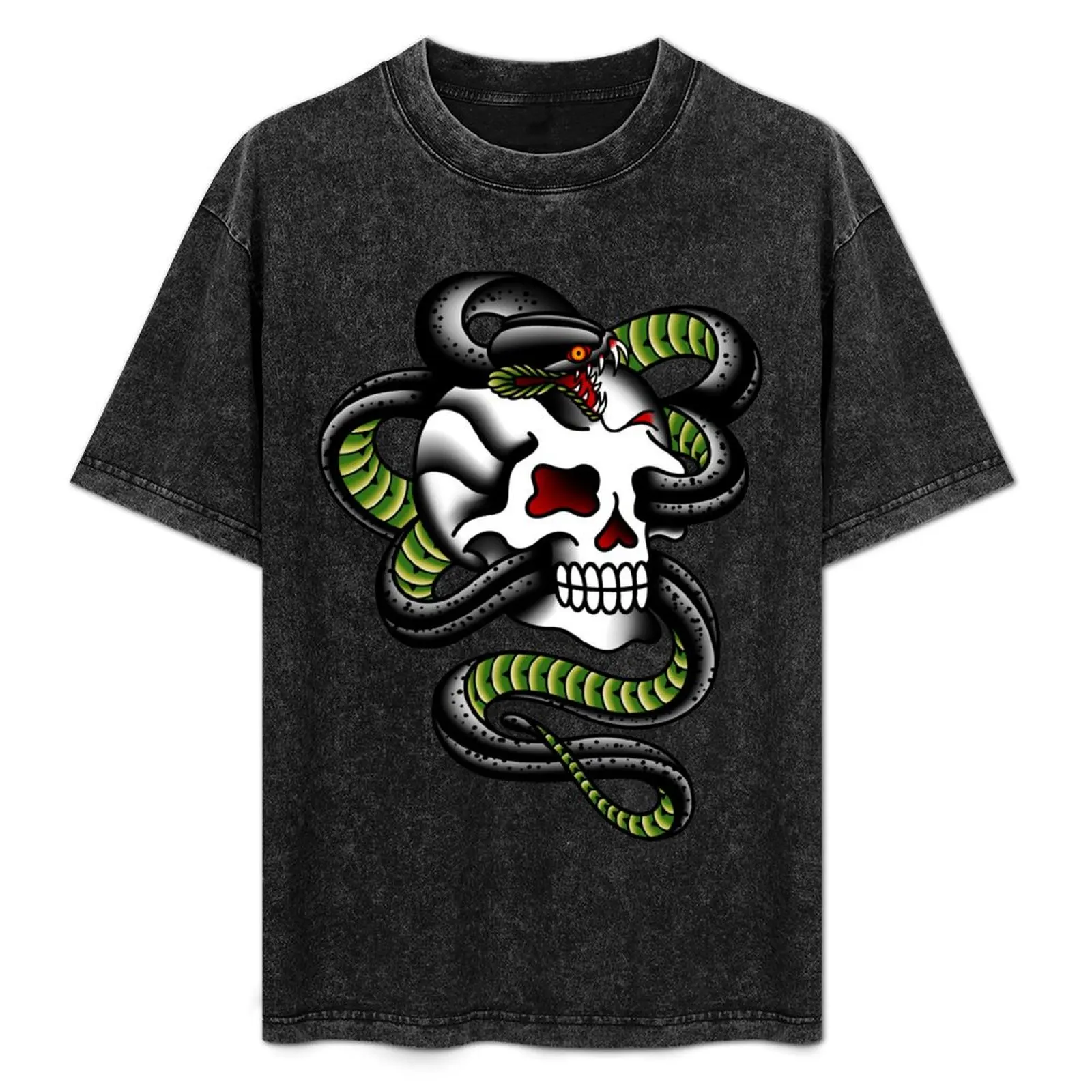 Salty-Dog American Traditional Serpent Skull T-Shirt new edition summer tops cute tops cotton t shirt men