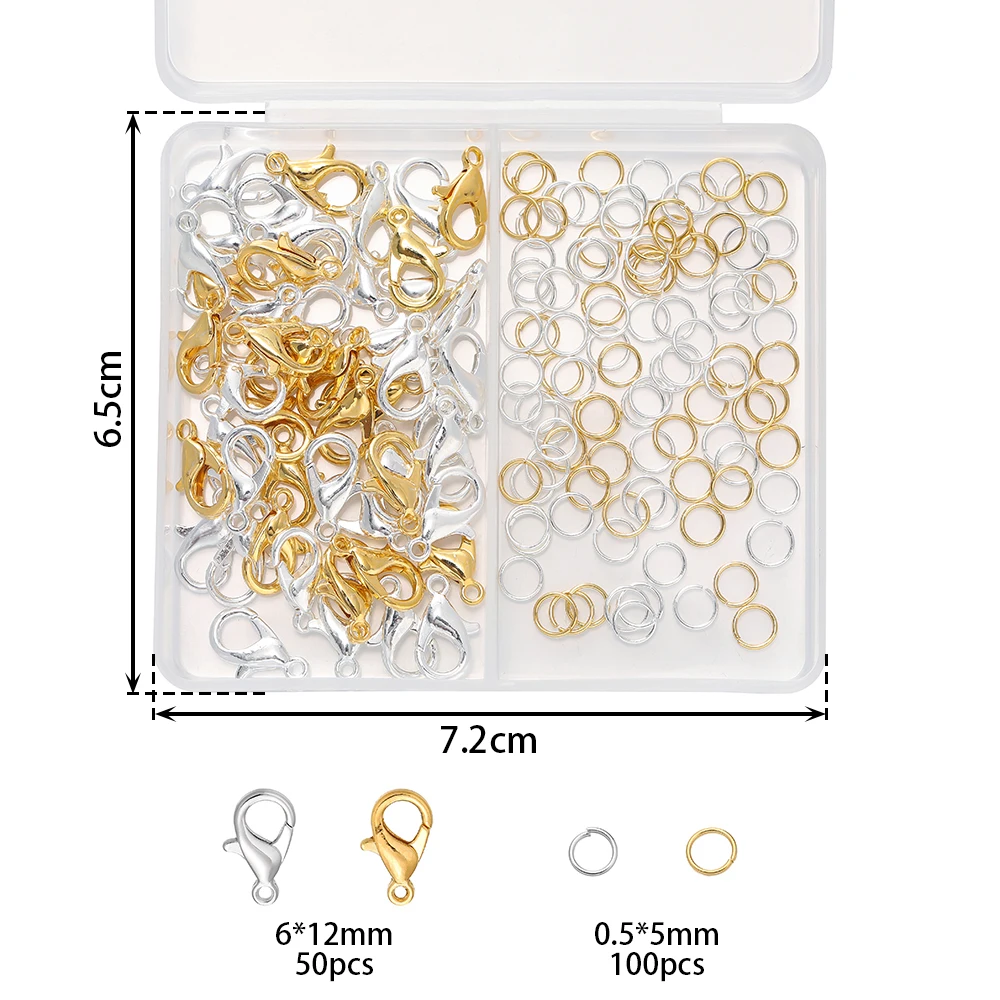 1 caixa/lote 2-grade 18k cor de ouro banhado a cobre fecho lagosta aberto conjuntos de anéis de salto para pulseira diy acessórios de fabricação de jóias