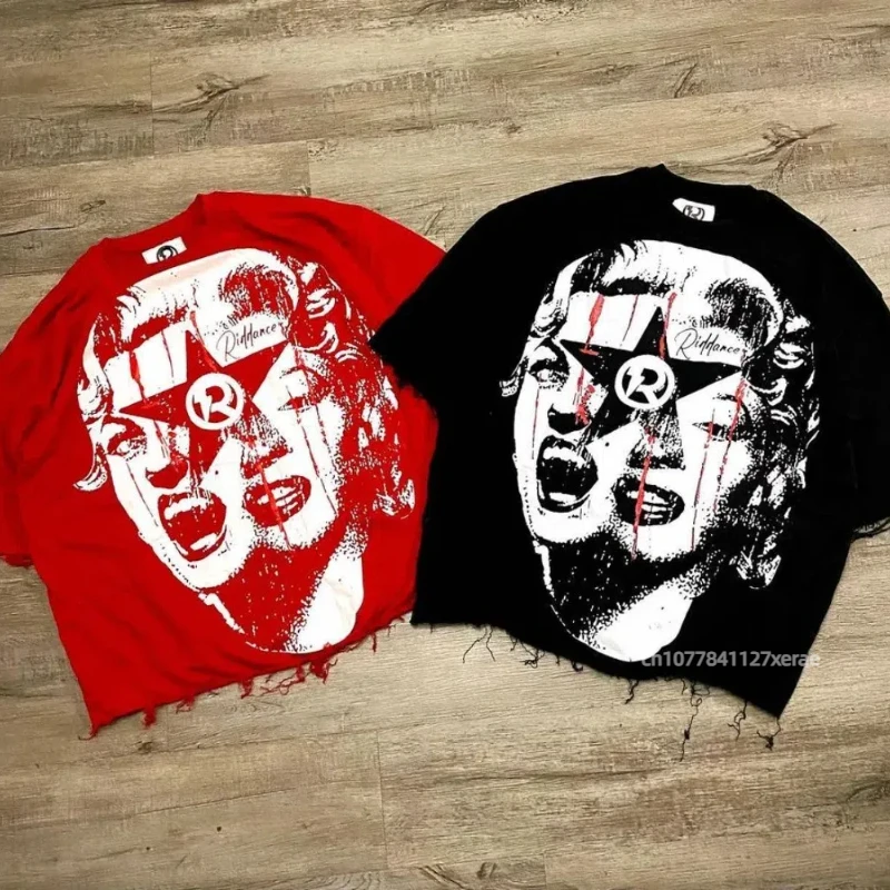 힙합 스트릿 댄스 레트로 탑 2025 카모플라주 프린트 그래픽 티셔츠 하라주쿠 고딕 남녀 공용 여름 티셔츠 캐주얼