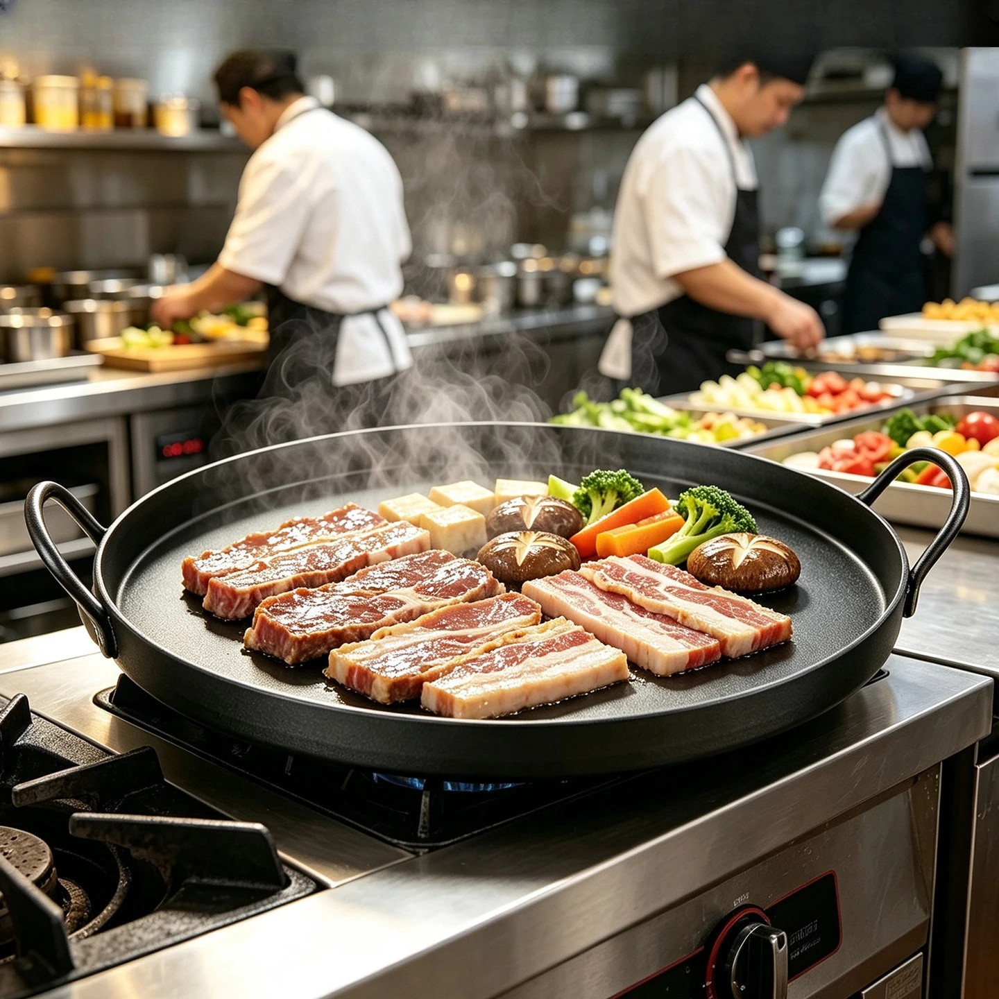 Extra thick barbecue plate Teppanyaki commercial stall frying pan plate barbecue grilled squid round pan