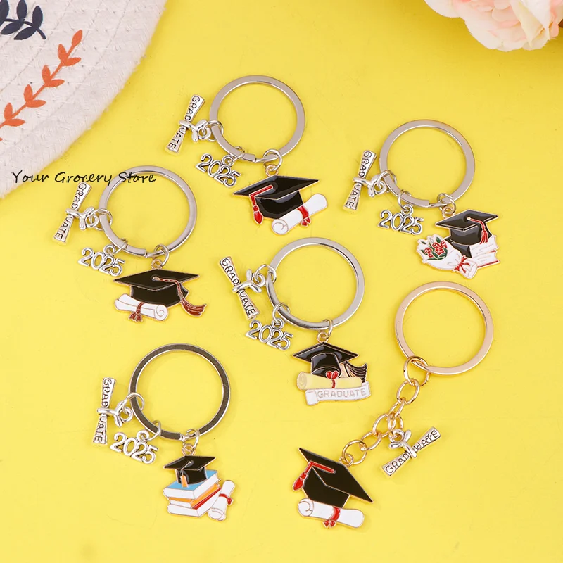 2025 졸업 가운 모자 키 체인 반지 학생 유행 졸업 펜던트 키 체인 반지 2025 키 체인 반지 클래스