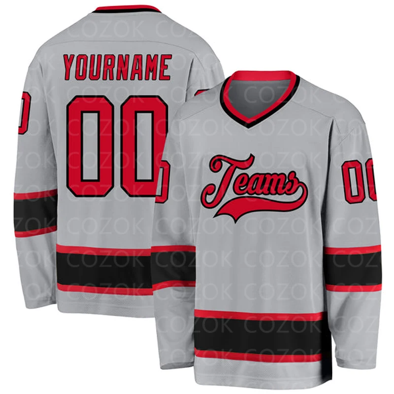 Custom Gary Red Hockey 3D Print You Name Number Men Women Ice Hockey Jersey Competition Training Jerseys