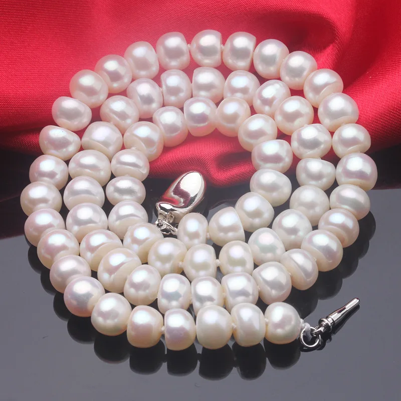 GENUINE HUGE 7-8MM 8-9mm 9-10mm NATURAL WHITE bread PEARL NECKLACE 40cm 45cm 50cm 55cm 60cm 70cm 90cm 110cm 130cm