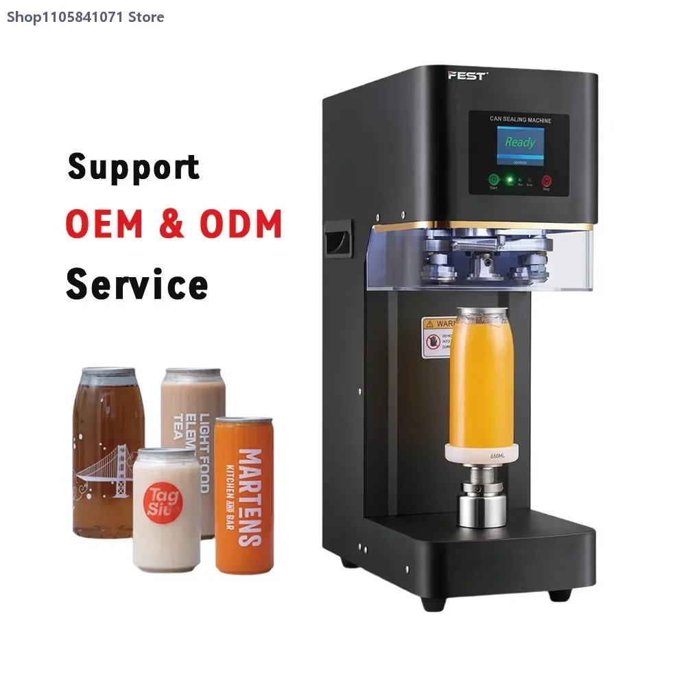 Portable Automatic Can Sealing Machine with Replaceable Base for Bubble Tea Coffee Juice Cans One-Button Simple Sealing