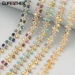 GUFEATHER,1m/lot,C400,chain,18k gold plated,copper,glass,nickel free,hand made,diy bracelet necklace,jewelry making