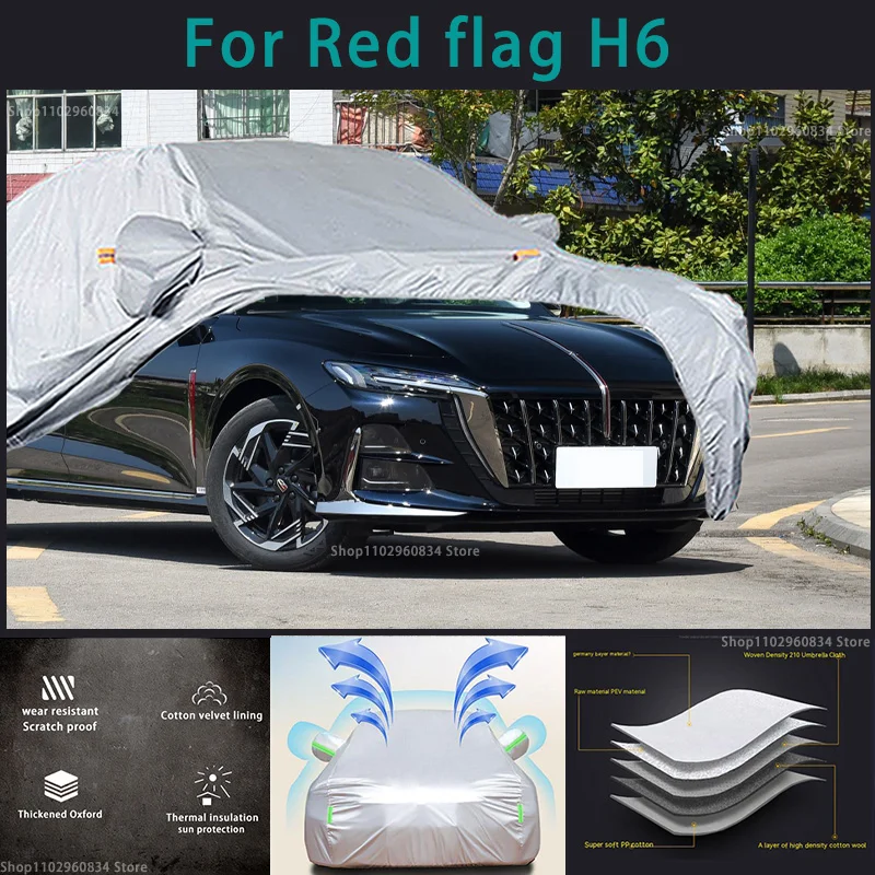 

For Red flag H6 210T Full Car Covers Outdoor Sun uv protection Dust Snow Protective Anti Hail And Storm Auto Protective cover