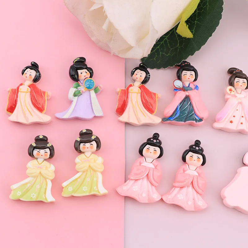 10Pcs Cartoon Ancient Times Beauty Resin DIY Storage Box Shoes Hat Icebox Barrette Mobile Phone Case Scrapbook Flat Back Patch