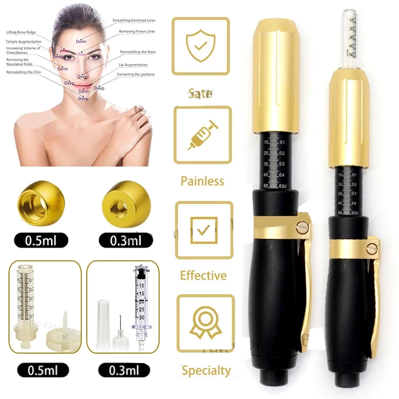 

Newest 2 in 1 hyaluron Pen Hyaluronic Acid pen lip filler injection Pen Massage Atomizer Pen Anti Wrinkle Water Syringe Needle