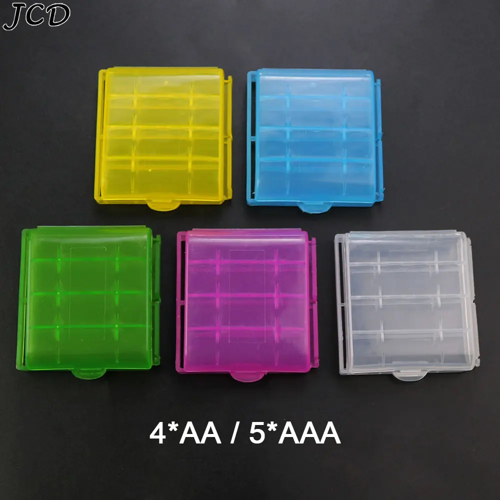 

JCD 5 Colors Plastic Battery Holder Case 4*AA 5*AAA Hard Plastic Storage Box Cover For 14500 10440 Battery Organizer Container