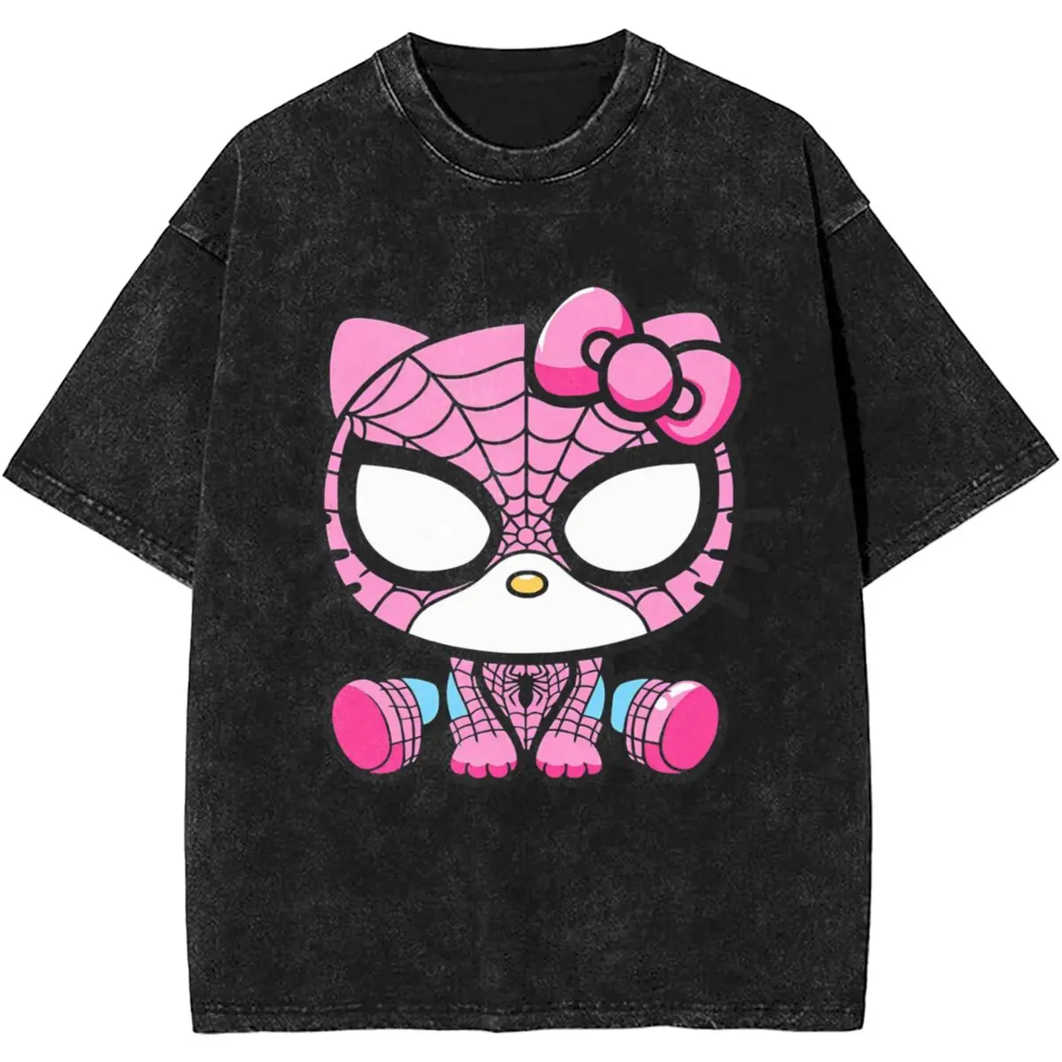 

Men's Sanrio Hello Kitty Cartoon Spiderman T Shirts Tops Summer Vintage Short-Sleeved T-Shirt O-Neck Fashion Tshirt Hot Sale