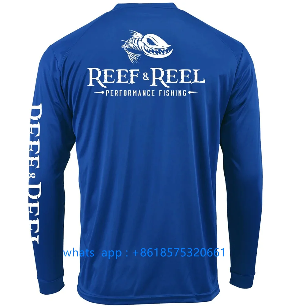 Reef&Reel Men Fishing Long Sleeve Shirt Outdoor Activities Hiking Fishing Sun Protection Performance Shirt Camisa De Pesca 2023