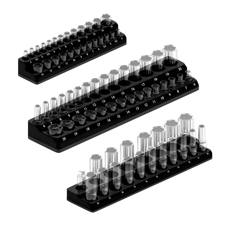 

AB66-Strong Magnetic Tool Tray, Magnetic Socket Organizer Set, 3-Piece Metric Drive Holders