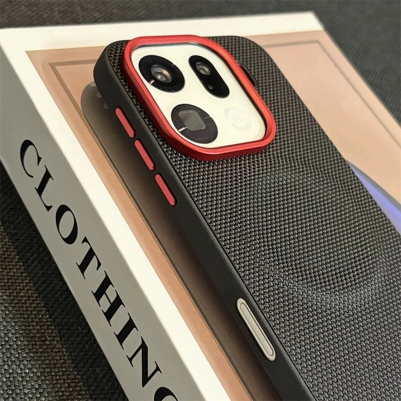 حافظة منسوجة من النايلون المغناطيسي لهاتف اوبو فايند X9 برو MagSafe غطاء خلفي من الجلد غير اللامع صديق للبشرة لهاتف Find X 9 X9Pro 5G ممتص الصدمات