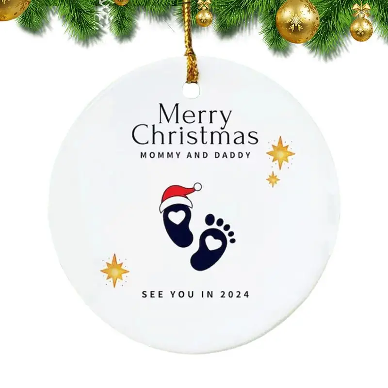 New Christmas Tree Sign Ornaments Merry Christmas Tree Ornament With See You In 2024 Gifts For Expectant Parents Home Decor