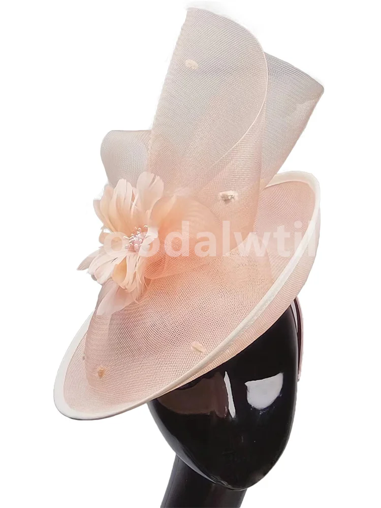 

Women Wedding Mesh Fascinaor Hats Headpiece Headband Church Derby Chapeau Cap For Ladies Formal Event Millinery Cap Accessory