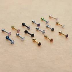 3mm Colorful Screw-back Stud Earrings 316l Stainless Steel Classical Gold-color AAA Round Zircon