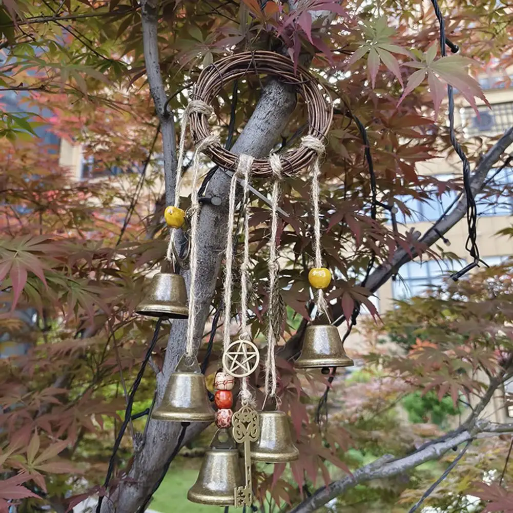 Witch Wind Chime Handmade Brass Bell Witchcraft Door Hanger Wicca Wind Chime Decoration Unique for Door for Home