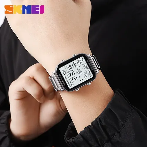 Imagen 2 del producto Reloj Digital SKMEI a la moda para hombre, pantalla de luz trasera, relojes electrónicos cuadrados multifuncionales deportivos, reloj Digital LED para hombre