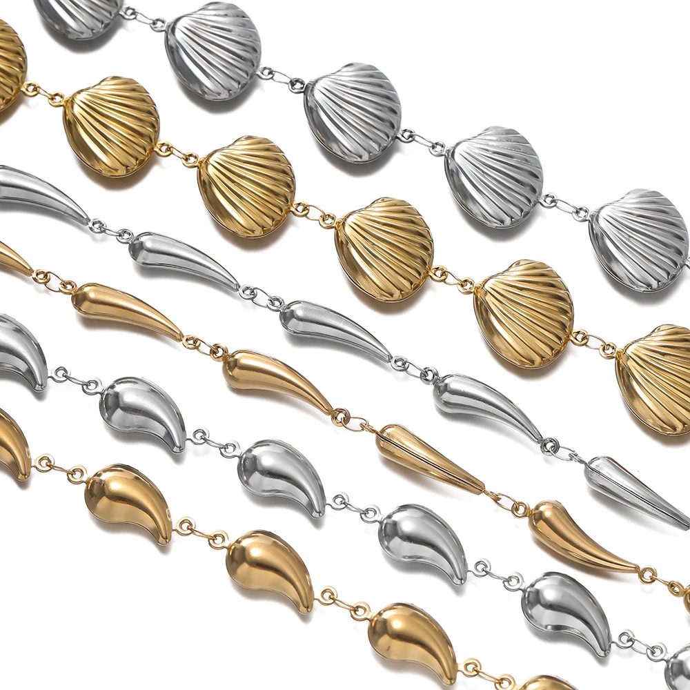 1Meter Stainless Steel Butterfly Shell Various Shape Charms Beads Chains for DIY Necklace Bracelets Jewelry Making Accessories - view 3