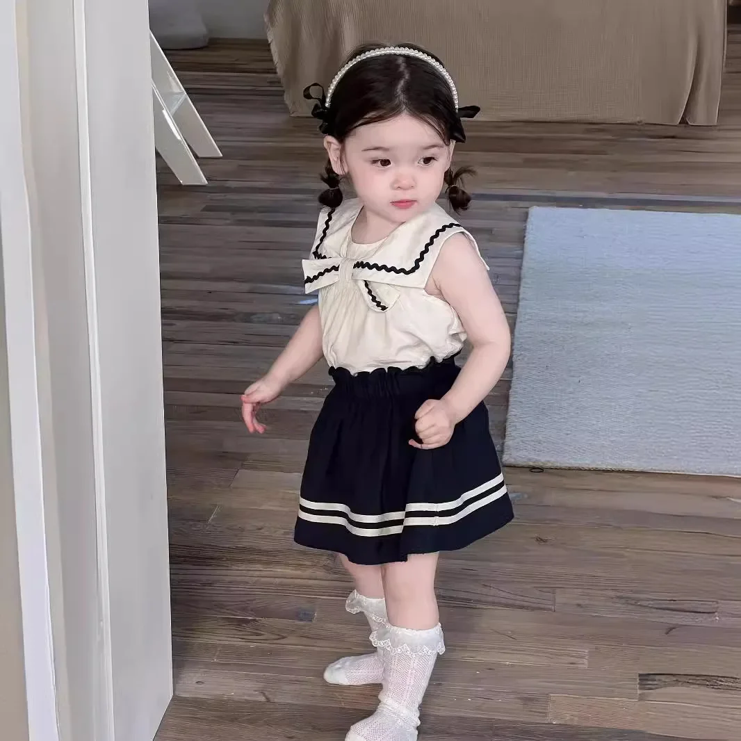 

Summer Baby Academy Style Suit Fart Skirt Navy Style Out Suit Kindergarten Student School Uniform