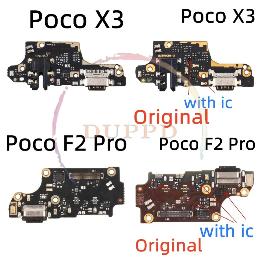 USB Power Charger Charging Port Board Dock Connector For Xiaomi Poco F1 F2 M3 M4 X3 X4 Pro GT With Mainboard Flex Cable