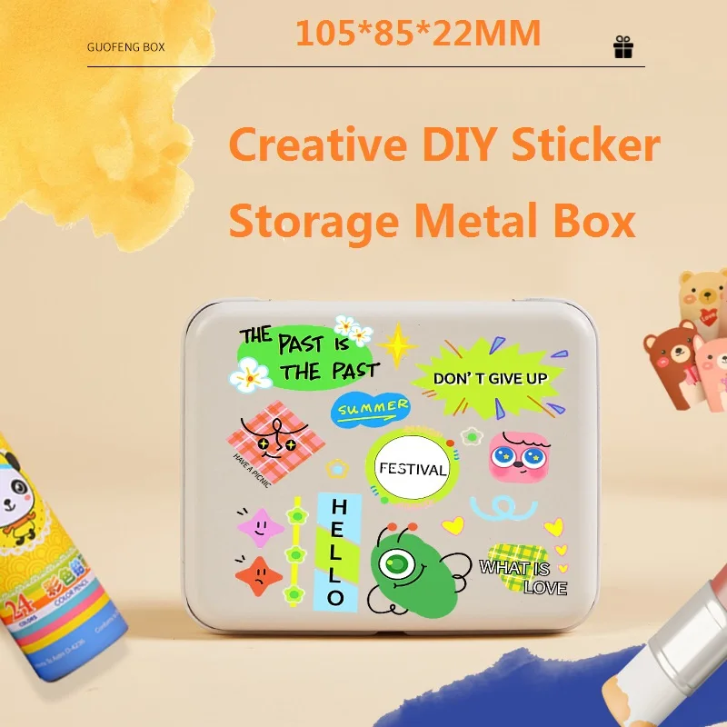 Small Pink Double-Sided Printing Rectangular Flip Candy Storage Tin Box Portable DIY Sticker Jewelry Cases Desk Makeup Organizer