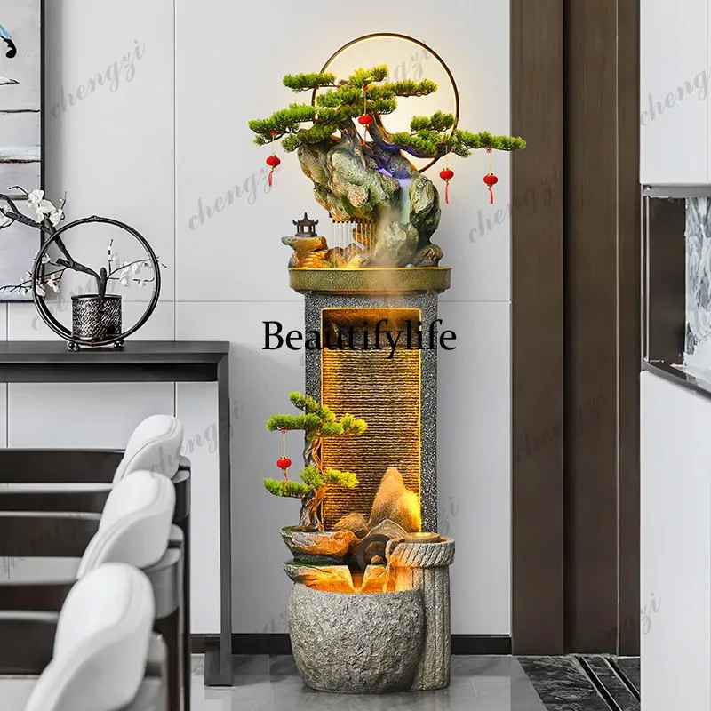Rockery flowing water fountain floor-to-ceiling circulating water ornament  and office decoration are sent for opening