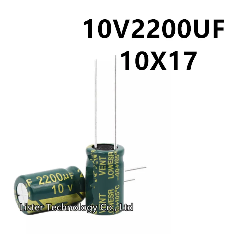 10pcs/lot 10V 2200UF 10V2200UF 2200UF10V volume: 10x17 10*17 High frequency low resistance aluminum electrolytic capacitor