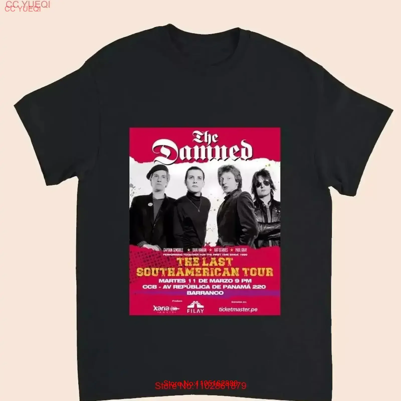 

Футболка The Damned Last South American Tour 2025 года, ГОРЯЧАЯ винтажная стираная модная стильная уличная одежда, дышащая винтажная стираная мужская футболка
