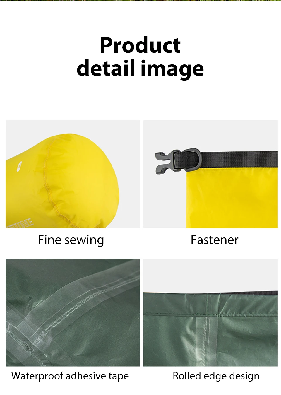 3/8/12/15/25/35/75L Wasserdichter Packsack Ultraleichter Drifting Schwimmen Kleidung Aufbewahrungstasche für Camping Bootfahren Wandern Rafting – Detail 11