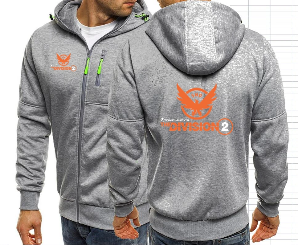 The Division 2 Tom Clancy\'s SHD PS4 PC Game XBOX Men\'s Jackets Hooded Coats Zipper Sweatshirts Male Jacket Mens Outerwear