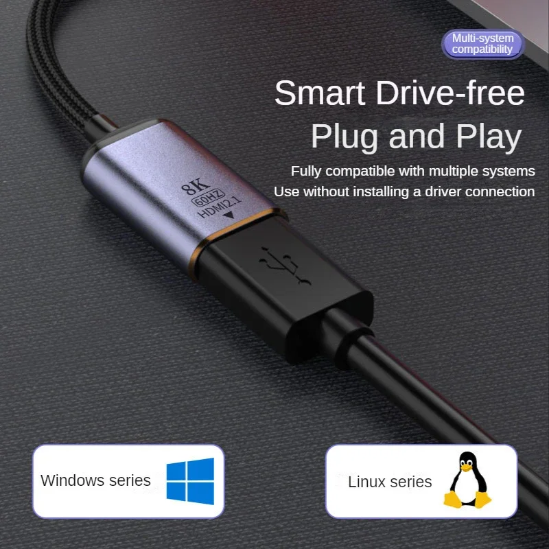 محول فيديو عالي الدقة 8k 60 هرتز USB من النوع C إلى HDMI متوافق 2.1/ Mini DP إلى HDMI2.1 محول فيديو لأجهزة الكمبيوتر المحمول MacBook Pro Huawei