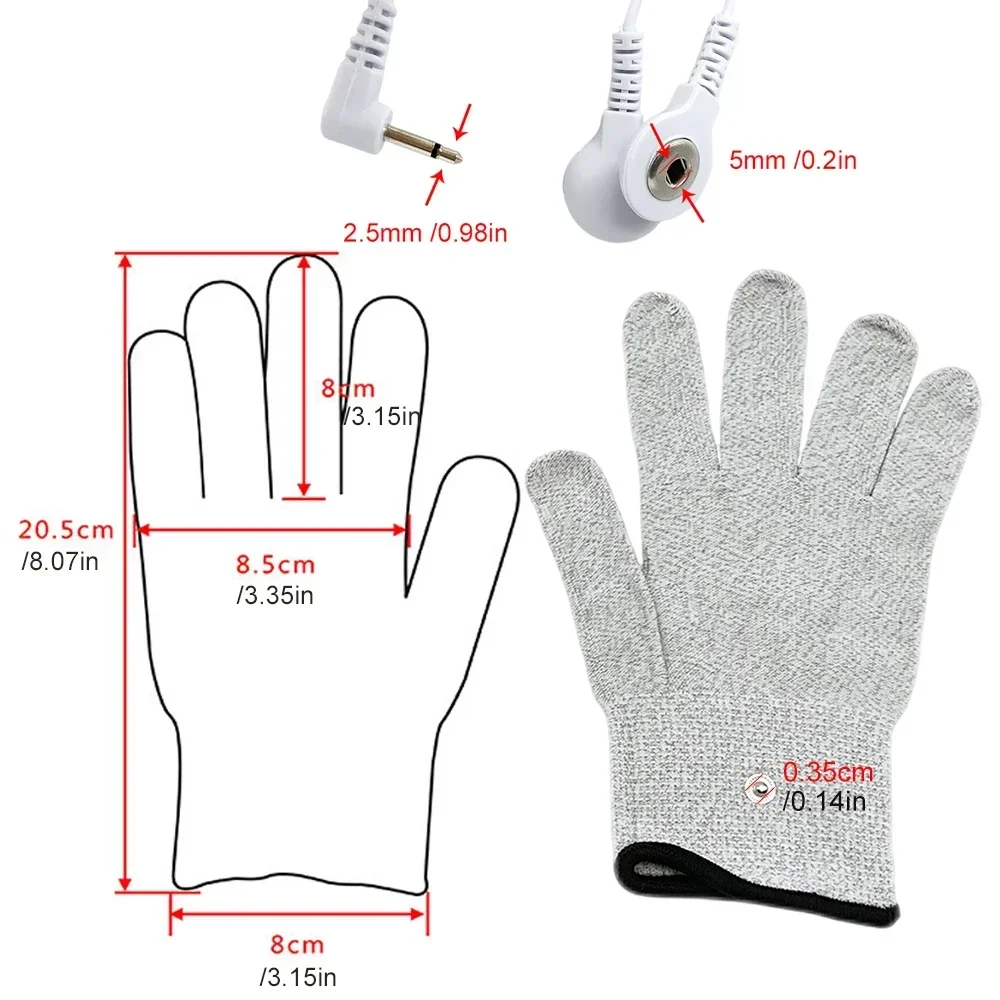 HANRIVERMassager Electric Acupuncture Tens DeviceConductive SilverFibeGlove Massag Electro Shock Bio Gloves With Wire for Pulse
