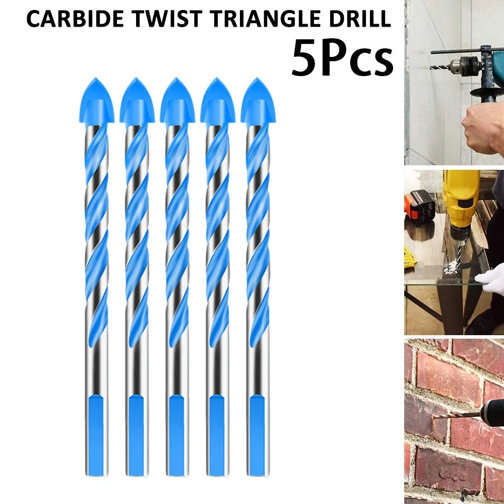 5pcs Carbide Triangle Drill Bits Marble Drilling Glass Tile Ceramic Hole Opening Drill Bit For Porcelain Floor Tiles Marble