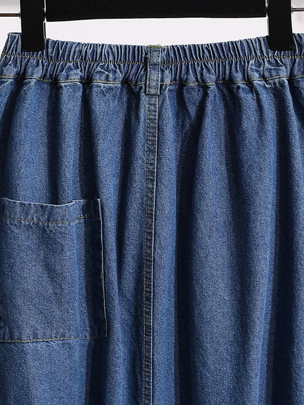Jupe en jean mi-longue taille haute pour femmes, grande taille, amincissante, polyvalente, ligne a, pour les déplacements artistiques réguliers, nouvelle collection printemps 2025