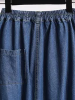 High Waist Midi Denim Skirt Women's Spring 2026 New plus Size Slimming Versatile A-Line Skirt Commute Artistic Regular Thin - Image 2