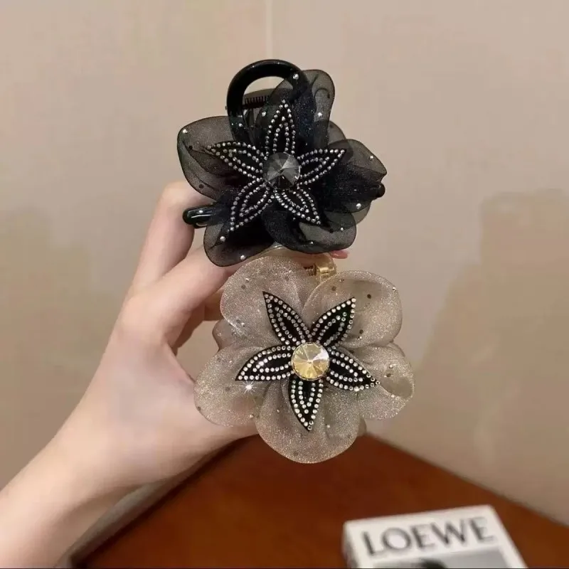 إكسسوارات شعر رائعة بمشبك زهرة من حجر الراين الشبكي للنساء