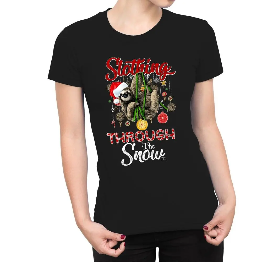 Womens Slothing Through The Snow - Christmas Sloth T-ShirtUnisex Women's Summer Cotton Luxury Brand Retro OversizedUnisex T-shir