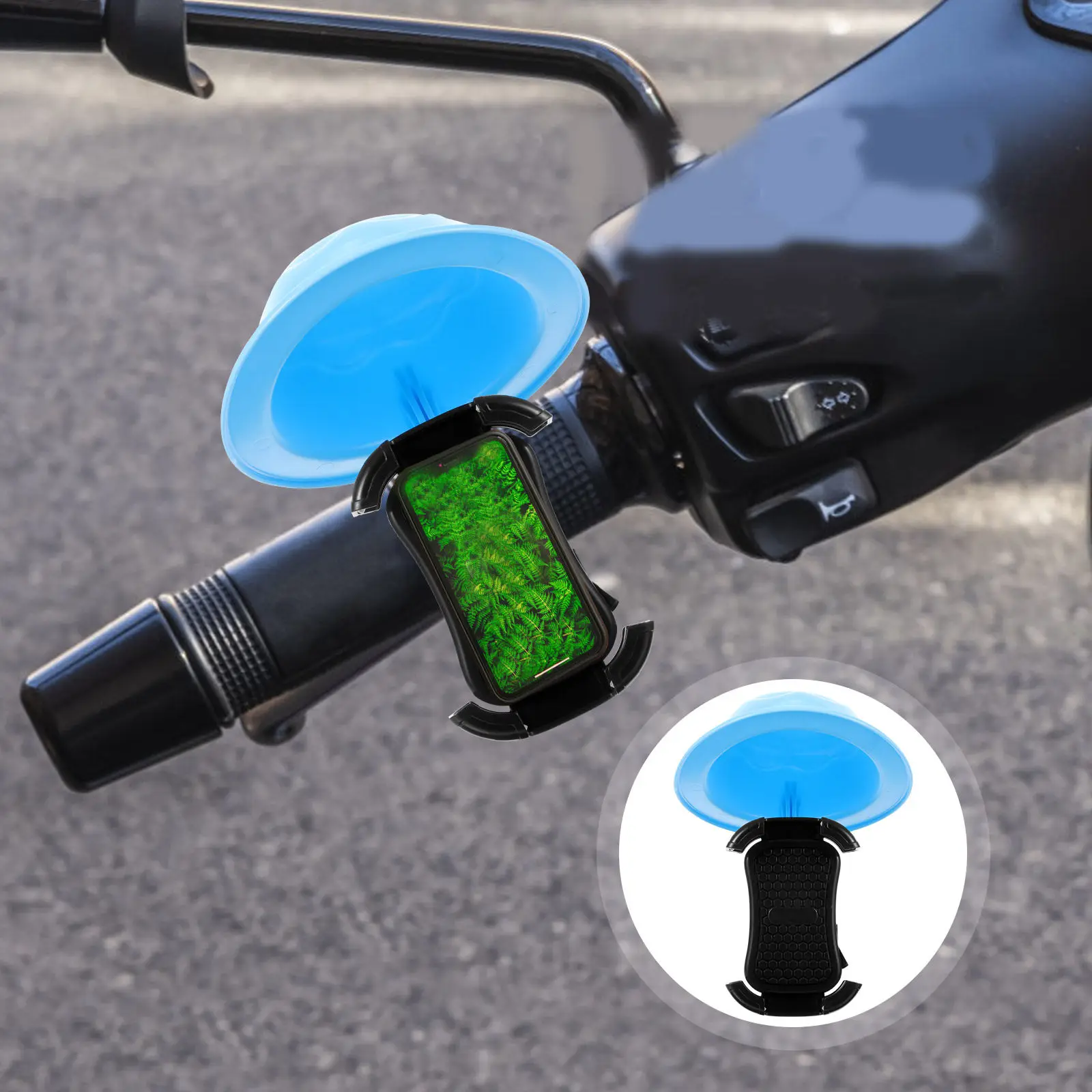 

Bike Handlebar Phone Holder Rainproof Cap Detachable Cycling Navigation Stand Motorbike Rearview Mirror Phone Mount Mtb Bracket