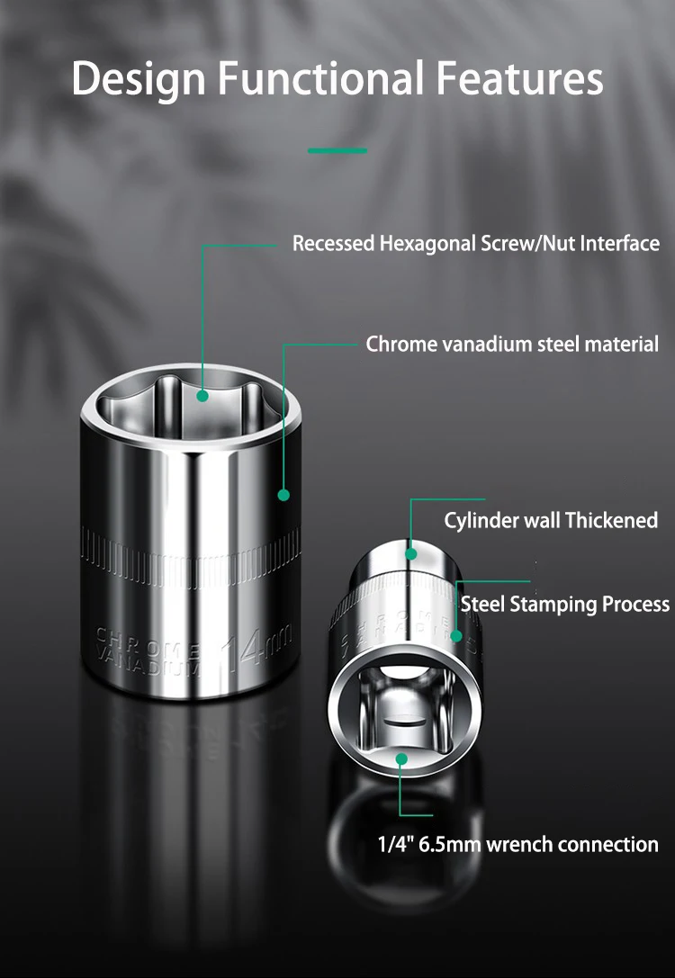 4-14mm Buchse 1/4 Schnittstelle Kurzer Sechskantschlüssel Mutter Schlüssel Automobil Maschinen Werkstatt Wartung Schraubendreher Bit Handwerkzeuge – Detail 9