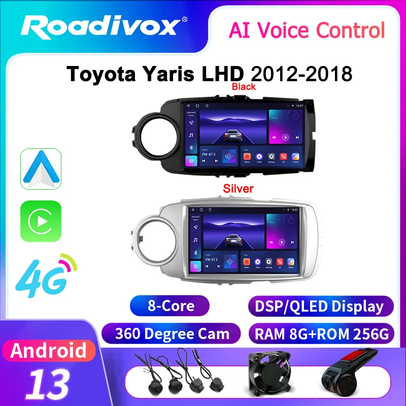 roadivox Android car radio for Toyota Yaris LHD 2012 2018 GPS Navigation video Multimedia Player tape recorder