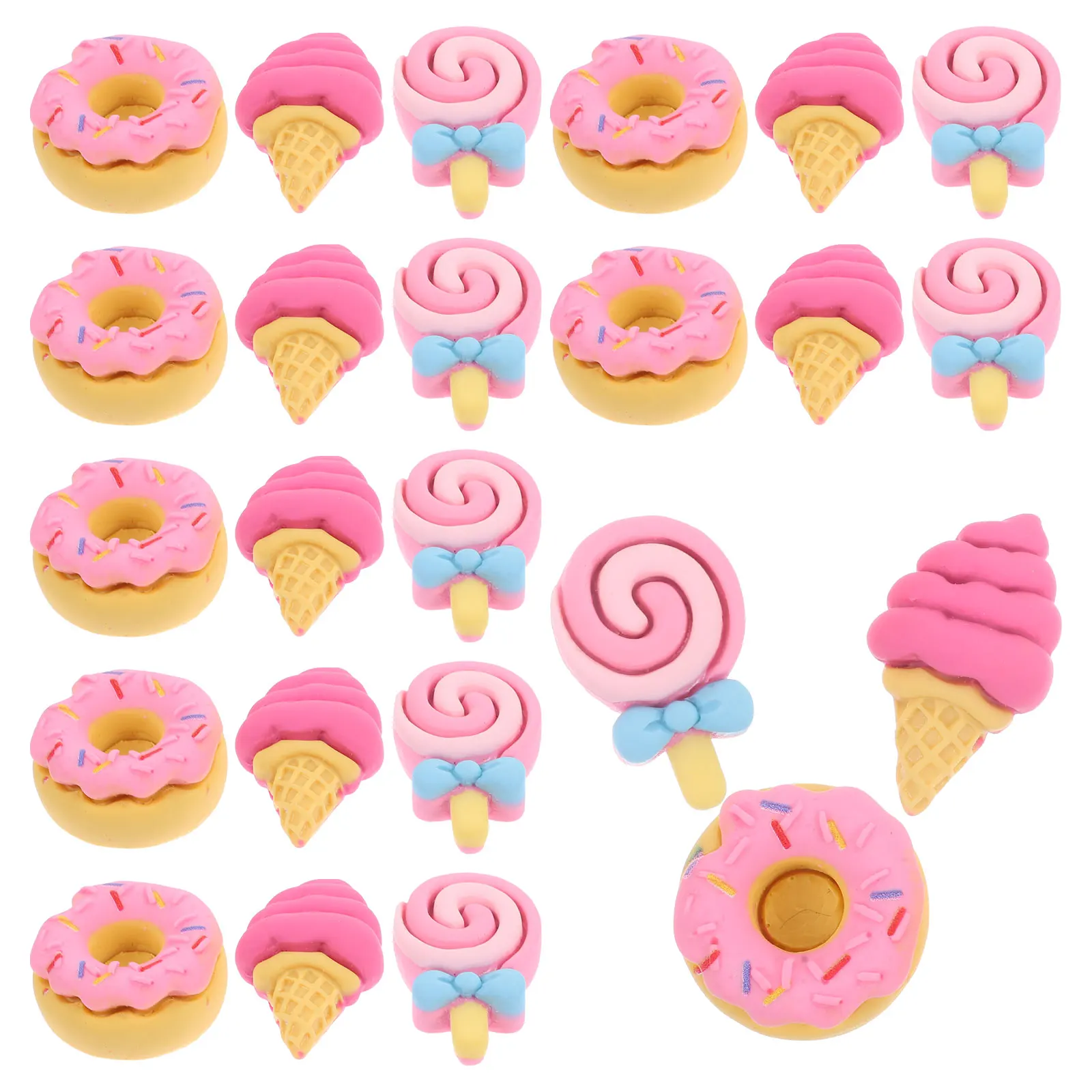 

30Pcs Resin Flatback Charms Cute Cartoon Lollipop Donut Ice Cream Cone DIY Craft Phone Case Decor Resin Accessories