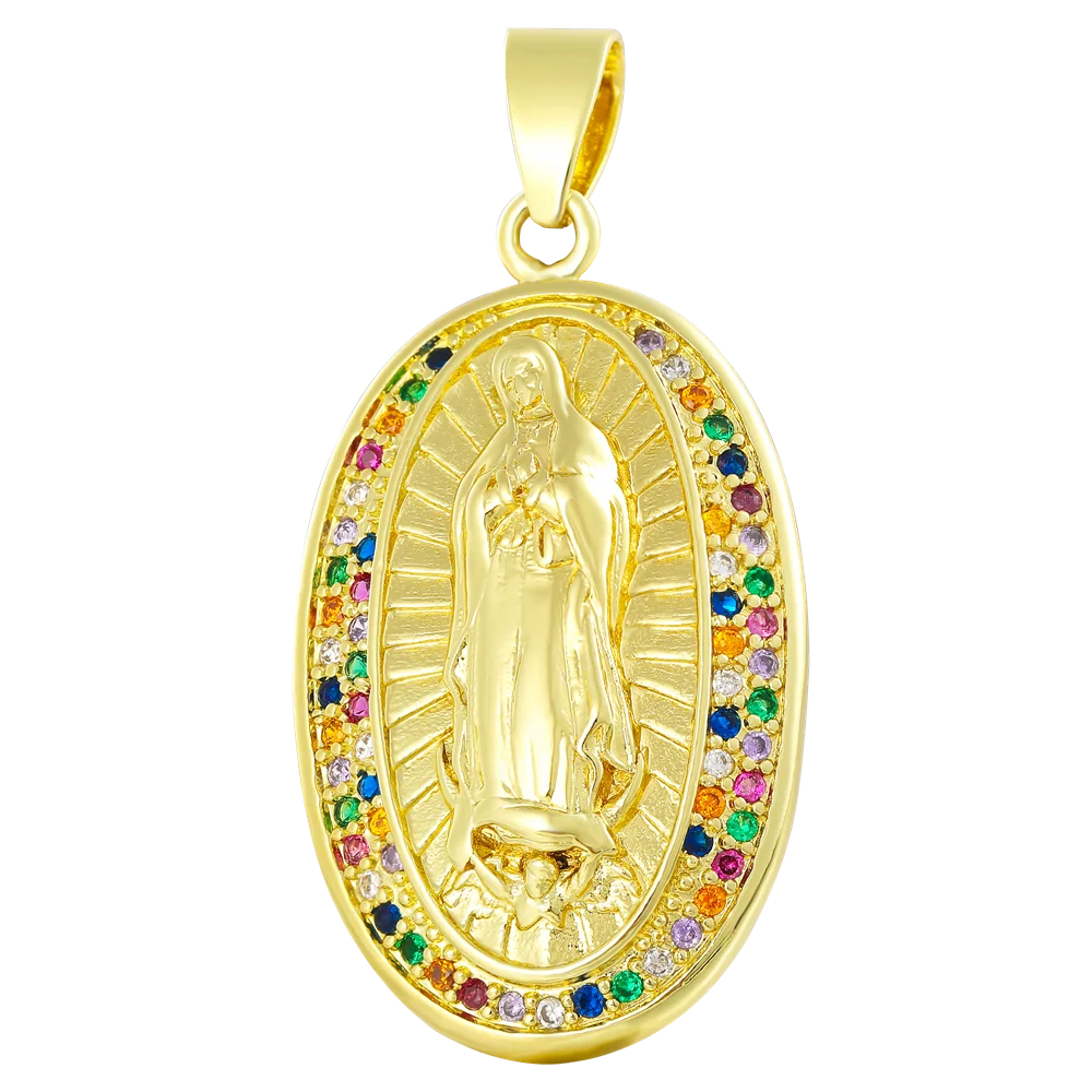 Juya handgefertigter, 18 Karat vergoldeter religiöser Medaillen-Souvenir-Anhänger, Heiliger Therese, Jungfrau Maria, christliche Charms-Zubehör – Detail 24